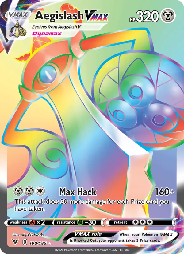 Aegislash VMAX (Secret) — SWSH04: Vivid Voltage #190/185