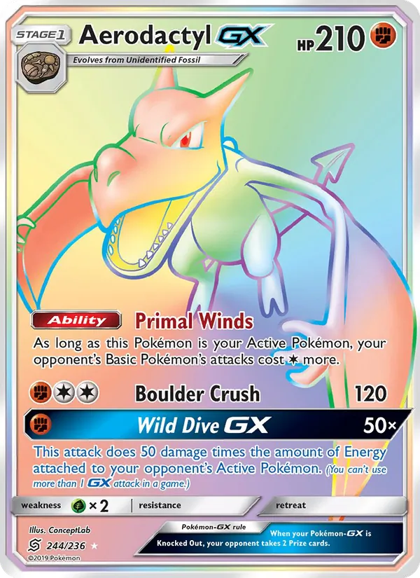 Aerodactyl GX (Secret) — SM - Unified Minds #244/236