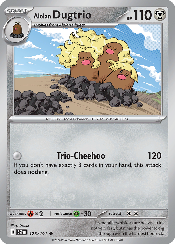 Alolan Dugtrio — SV08: Surging Sparks #123/191