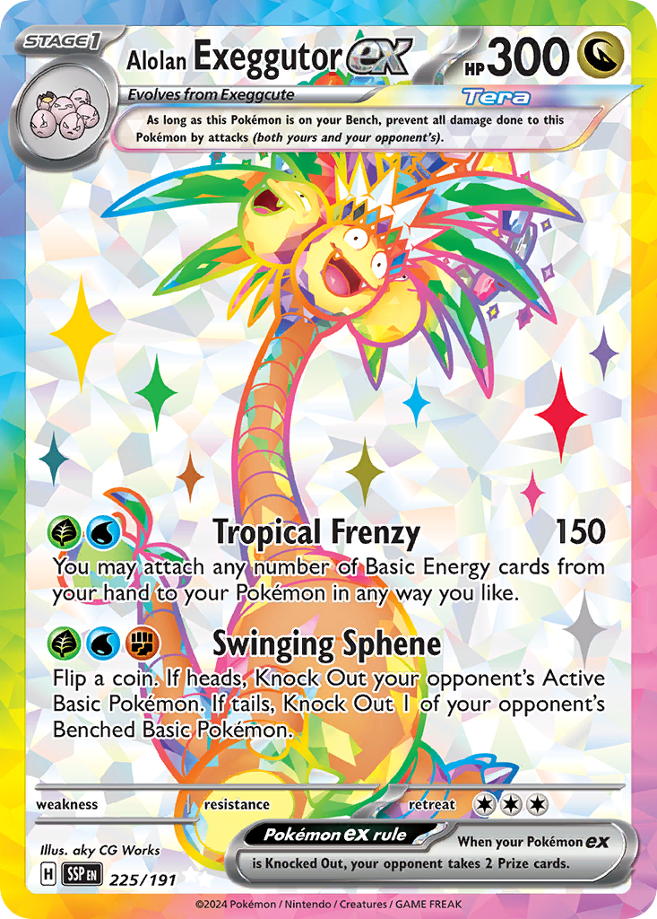 Alolan Exeggutor ex — SV08: Surging Sparks #225/191