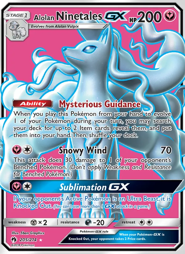 Alolan Ninetales GX (Full Art) — SM - Lost Thunder #205/214