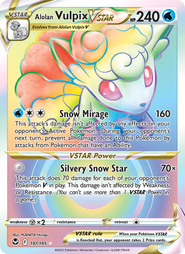 Alolan Vulpix VSTAR (Secret) — SWSH12: Silver Tempest #197/195