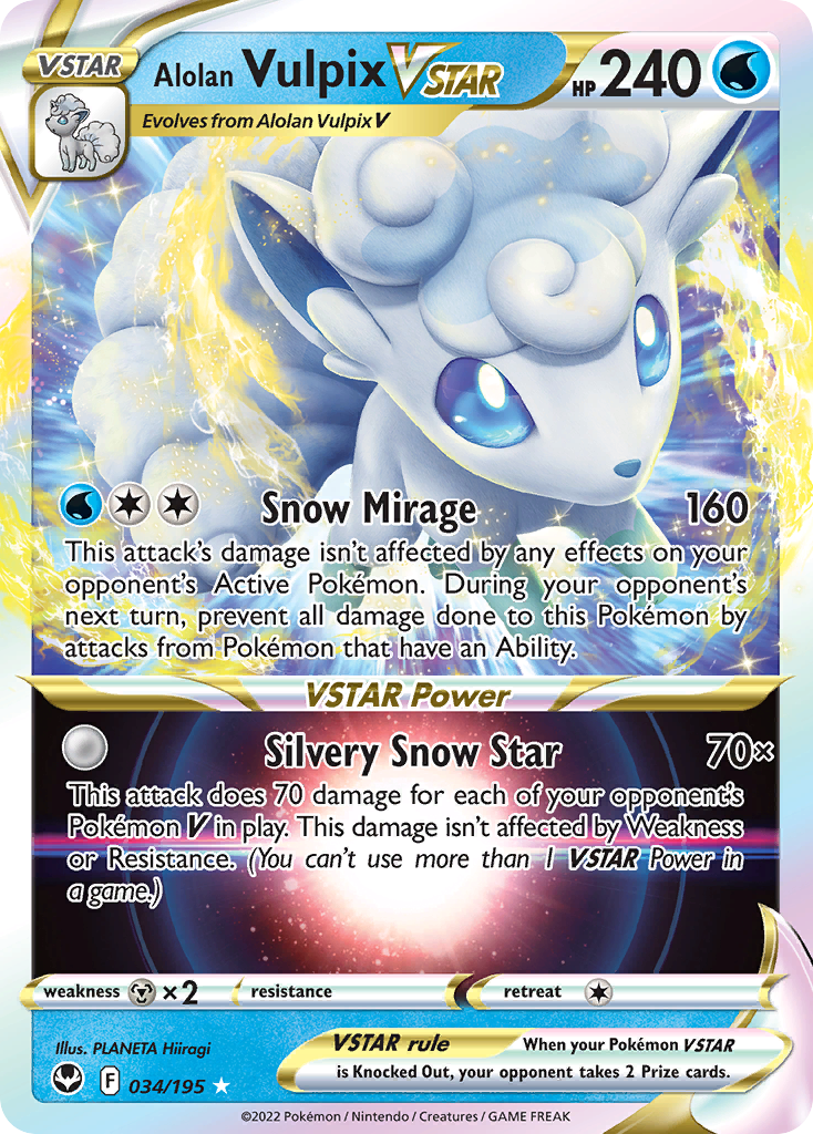 Alolan Vulpix VSTAR — SWSH12: Silver Tempest #034/195