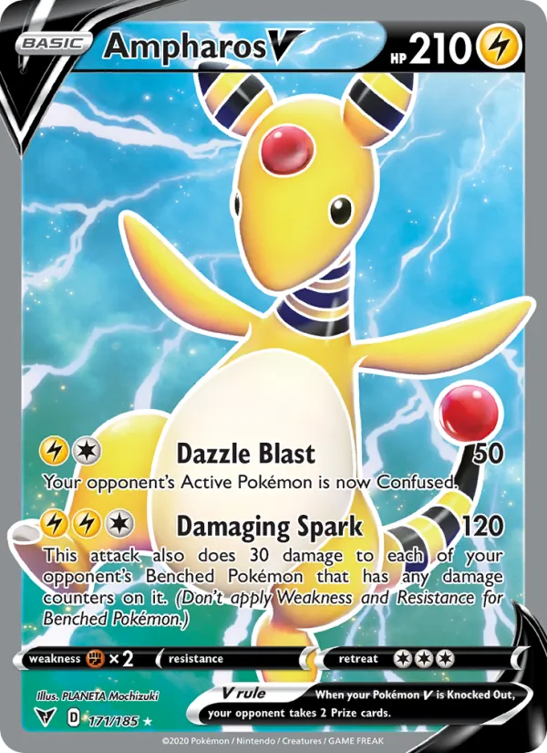 Ampharos V (Full Art) — SWSH04: Vivid Voltage #171/185