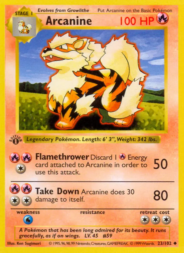 Arcanine — Base Set (Shadowless) #023/102