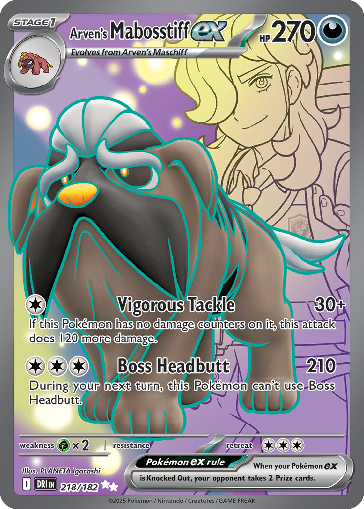 Arven's Mabosstiff ex — SV10: Destined Rivals #218/182