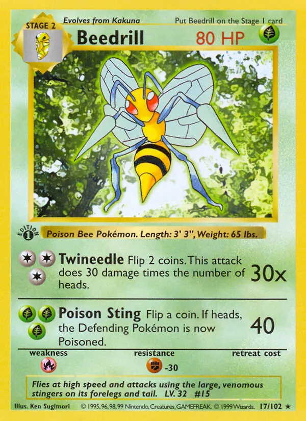 Beedrill — Base Set (Shadowless) #017/102