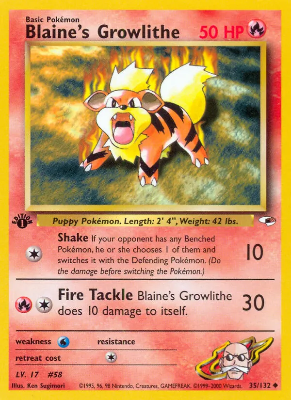 Blaine's Growlithe (35) — Gym Heroes #035/132