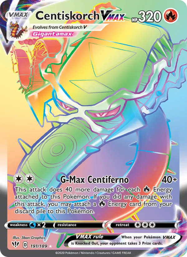 Centiskorch VMAX (Secret) — SWSH03: Darkness Ablaze #191/189