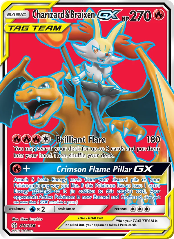 Charizard & Braixen GX (Full Art) — SM - Cosmic Eclipse #212/236