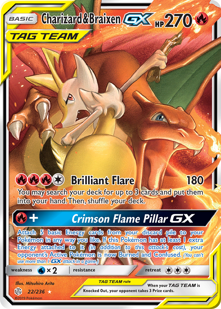 Charizard & Braixen GX — SM - Cosmic Eclipse #22/236