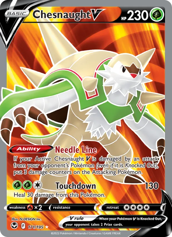 Chesnaught V (Full Art) — SWSH12: Silver Tempest #171/195