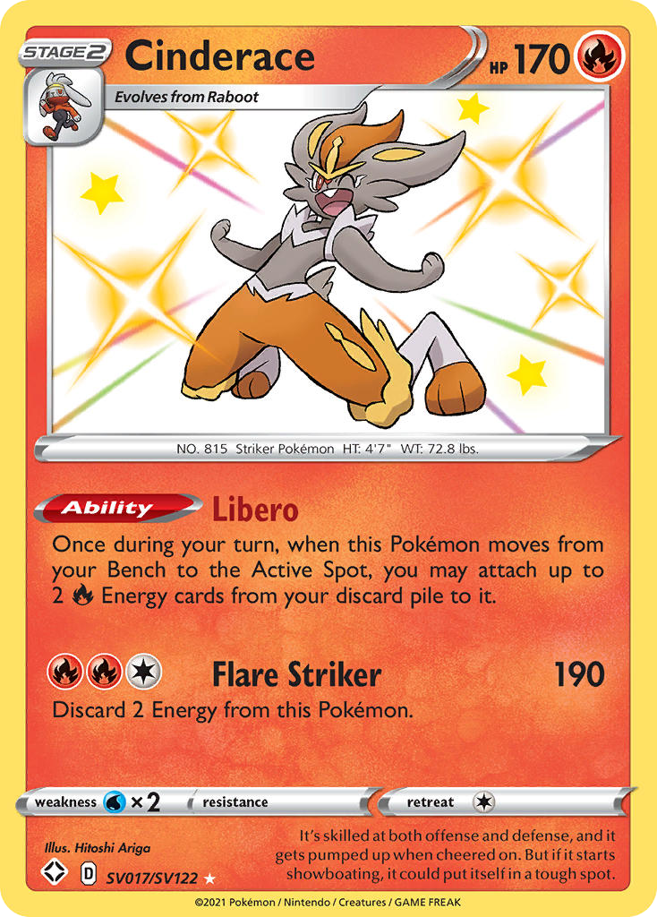 Cinderace — Shining Fates: Shiny Vault #SV017/SV122
