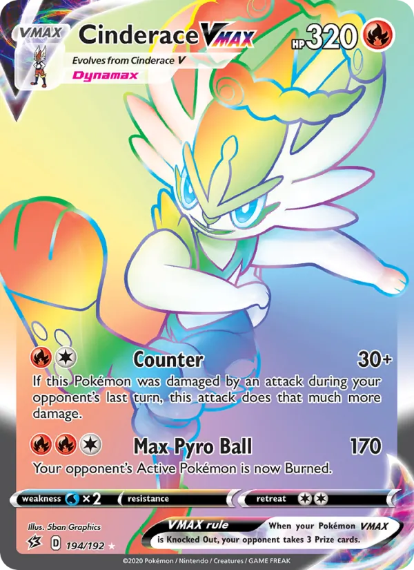 Cinderace VMAX (Secret) — SWSH02: Rebel Clash #194/192