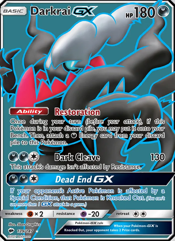 Darkrai GX (Full Art) — SM - Burning Shadows #139/147