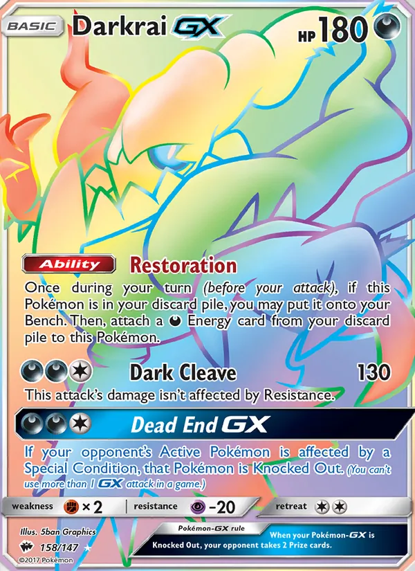 Darkrai GX (Secret) — SM - Burning Shadows #158/147