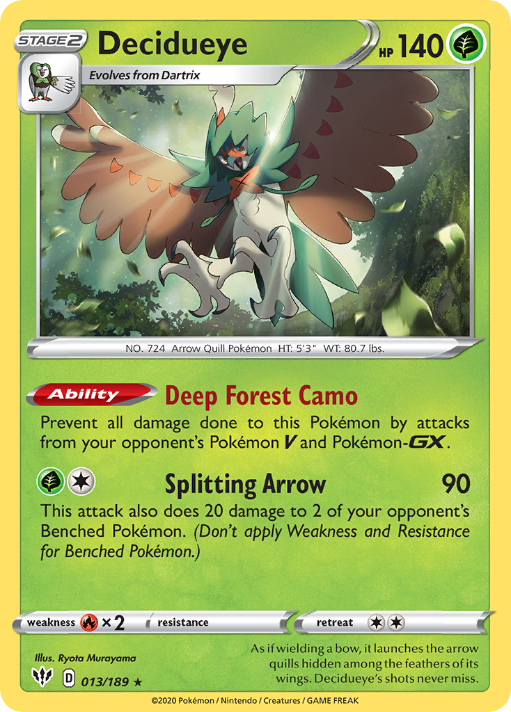 Decidueye — SWSH03: Darkness Ablaze #013/189
