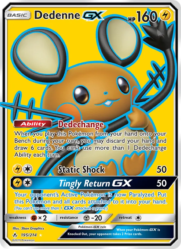 Dedenne GX (Full Art) — SM - Unbroken Bonds #195/214