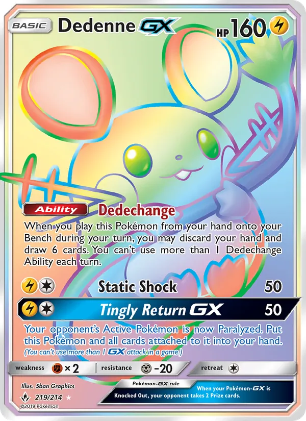 Dedenne GX (Secret) — SM - Unbroken Bonds #219/214