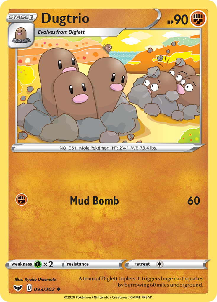 Dugtrio — SWSH01: Sword & Shield Base Set #093/202