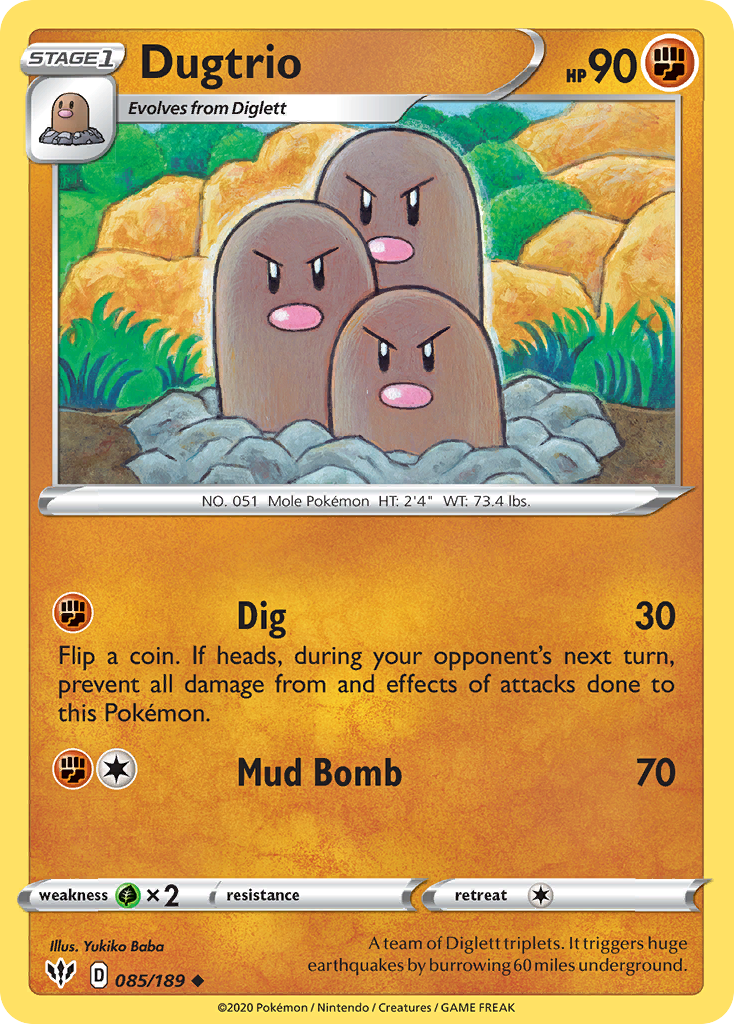 Dugtrio — SWSH03: Darkness Ablaze #085/189