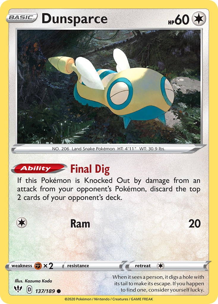 Dunsparce — SWSH03: Darkness Ablaze #137/189