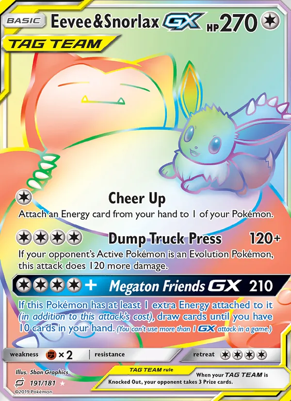 Eevee & Snorlax GX (Secret) — SM - Team Up #191/181