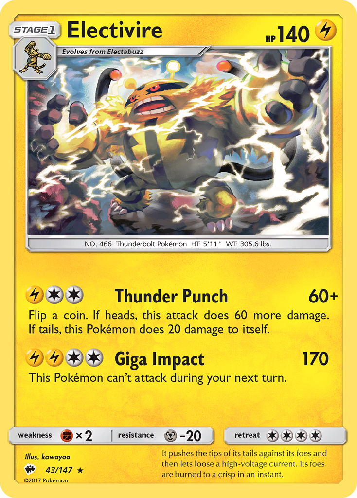 Electivire — SM - Burning Shadows #43/147