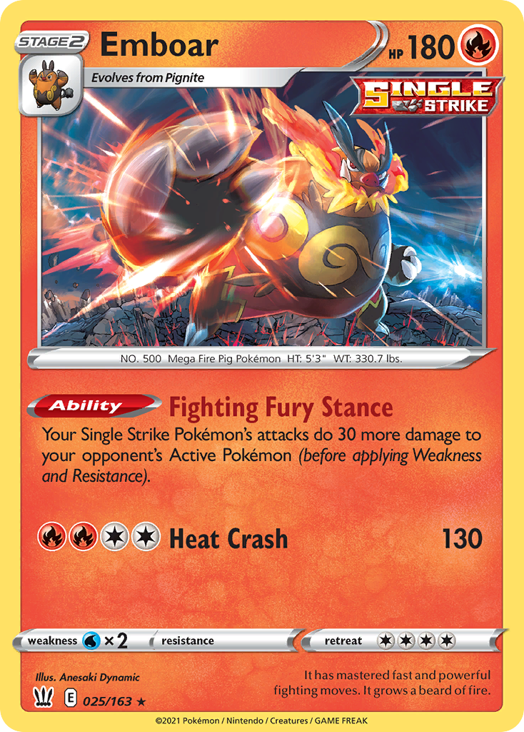 Emboar — SWSH05: Battle Styles #025/163