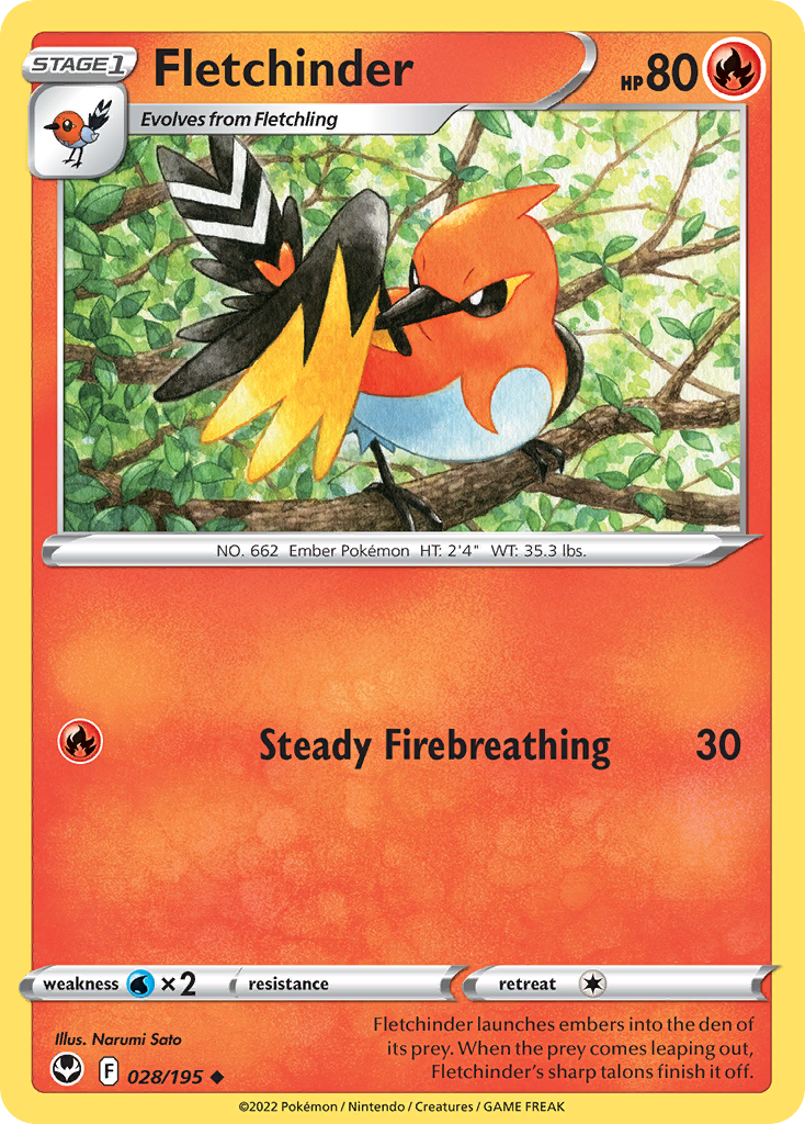 Fletchinder — SWSH12: Silver Tempest #028/195