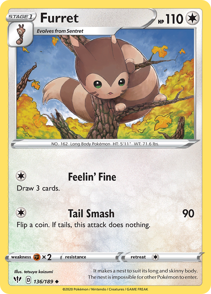 Furret — SWSH03: Darkness Ablaze #136/189