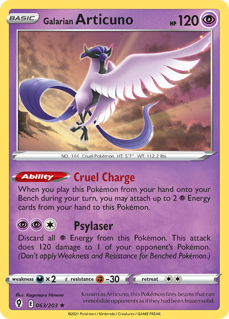 Galarian Articuno — Prize Pack Series Cards #063/203