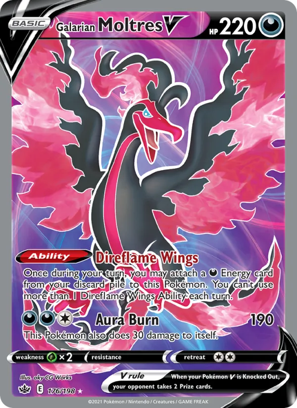 Galarian Moltres V (Full Art) — SWSH06: Chilling Reign #176/198