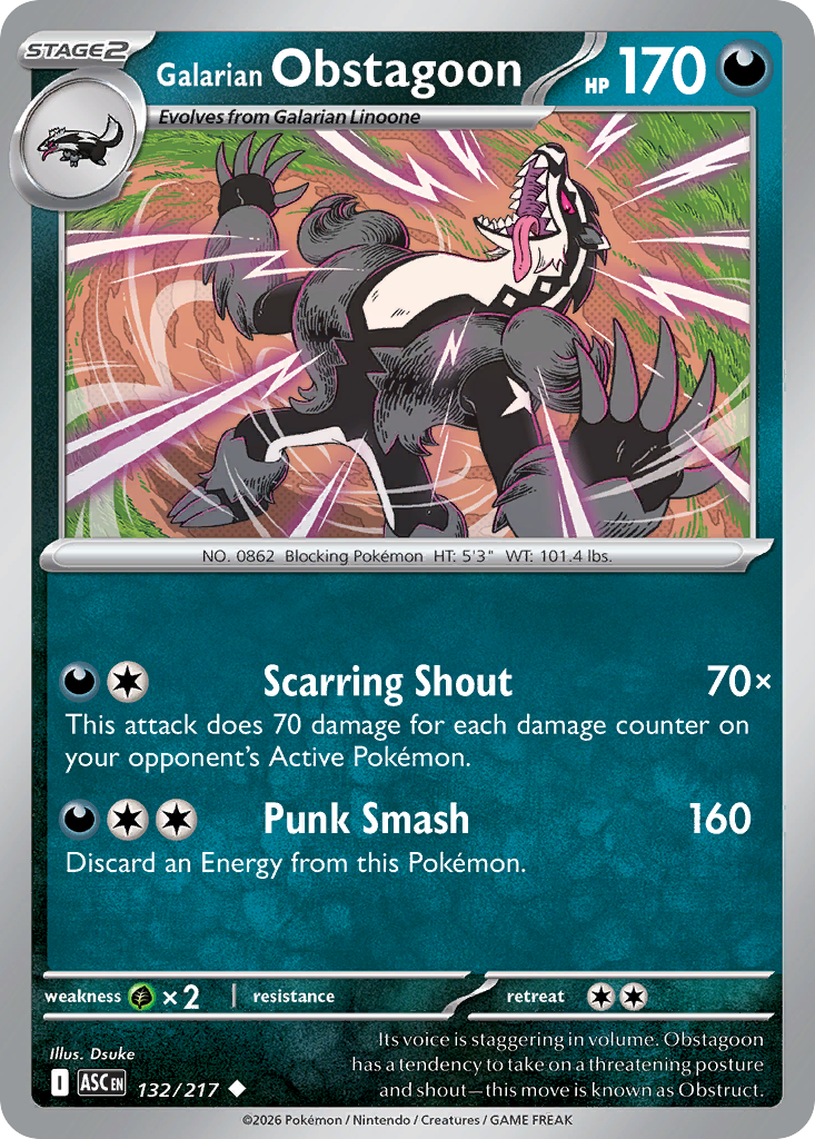 Galarian Obstagoon — ME: Ascended Heroes #132/217