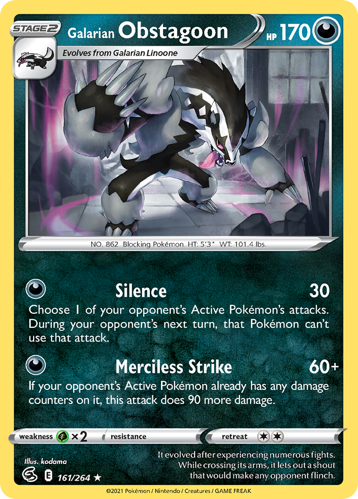 Galarian Obstagoon — SWSH08: Fusion Strike #161/264