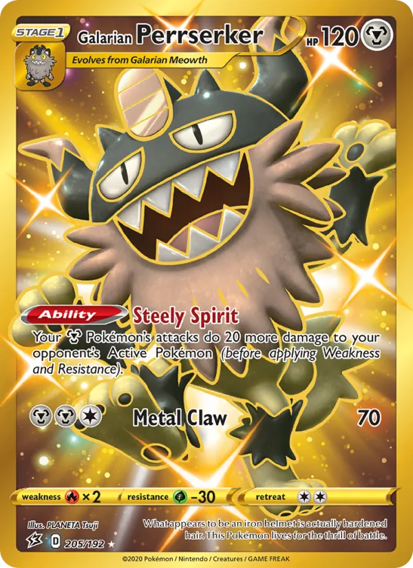 Galarian Perrserker (Secret) — SWSH02: Rebel Clash #205/192
