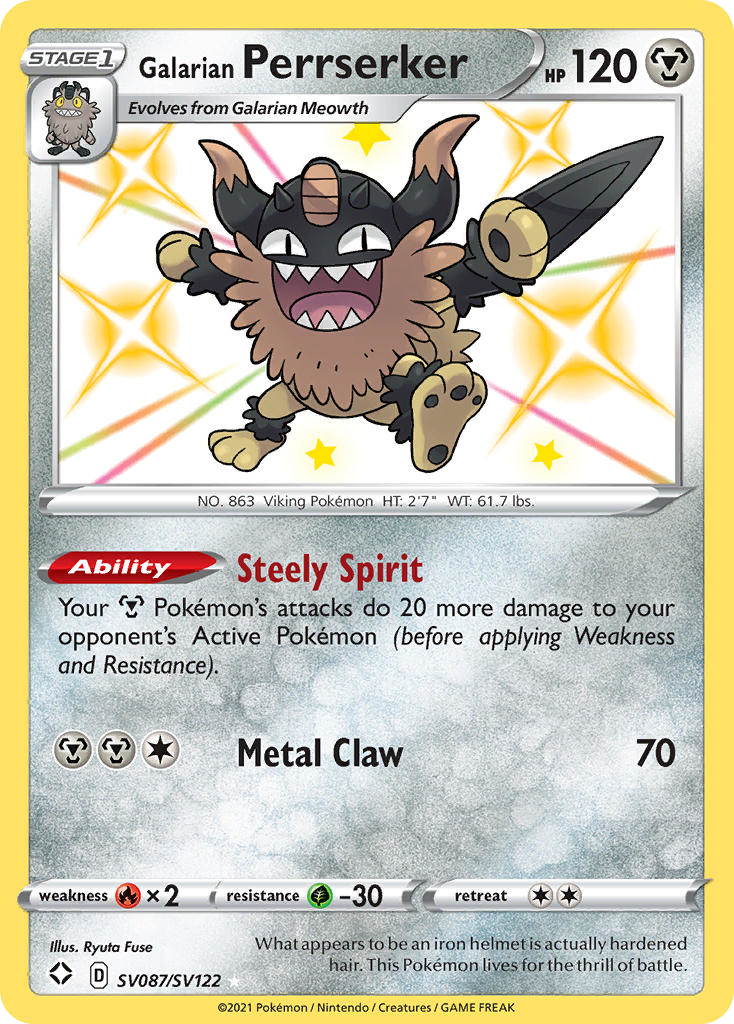 Galarian Perrserker — Shining Fates: Shiny Vault #SV087/SV122