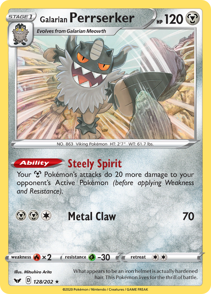 Galarian Perrserker — SWSH01: Sword & Shield Base Set #128/202