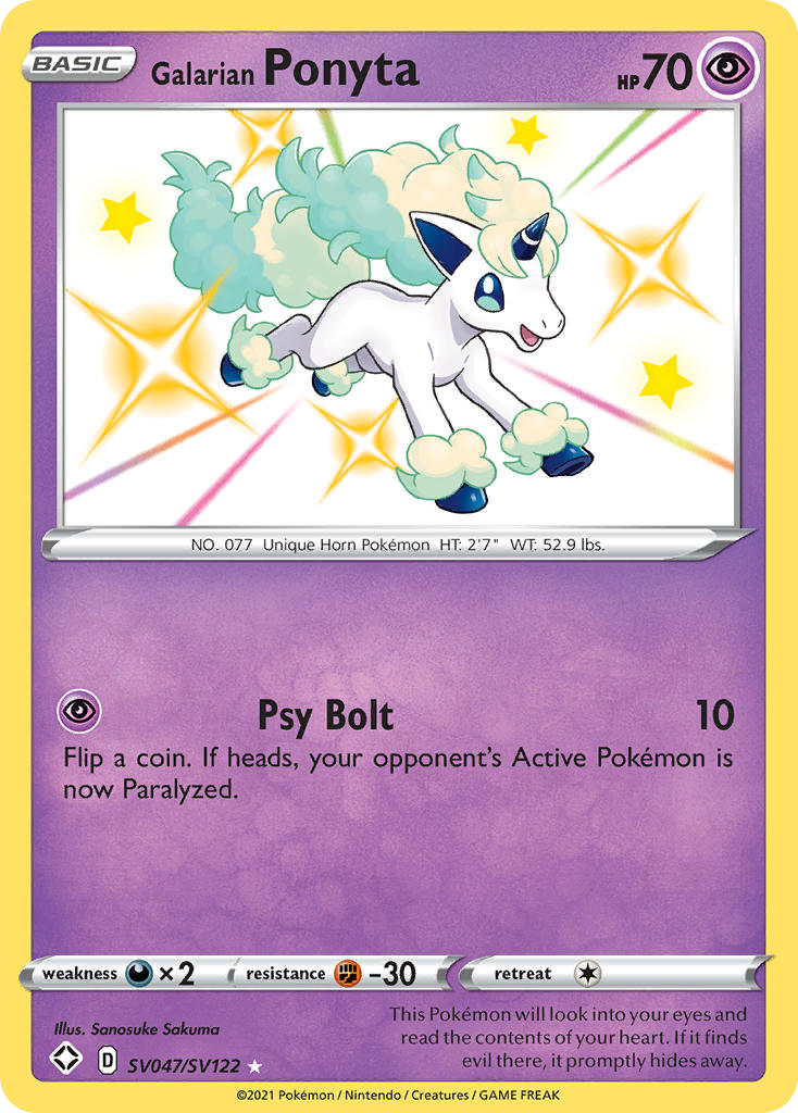 Galarian Ponyta — Shining Fates: Shiny Vault #SV047/SV122