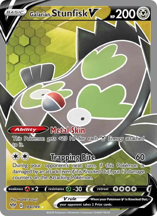 Galarian Stunfisk V (Full Art) — SWSH03: Darkness Ablaze #184/189