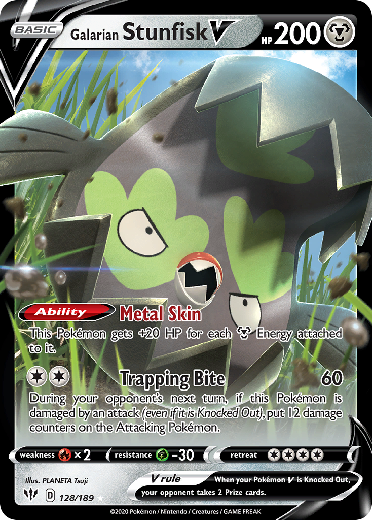 Galarian Stunfisk V — SWSH03: Darkness Ablaze #128/189