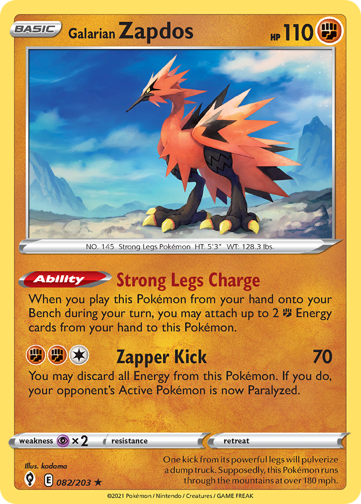 Galarian Zapdos — SWSH07: Evolving Skies #082/203