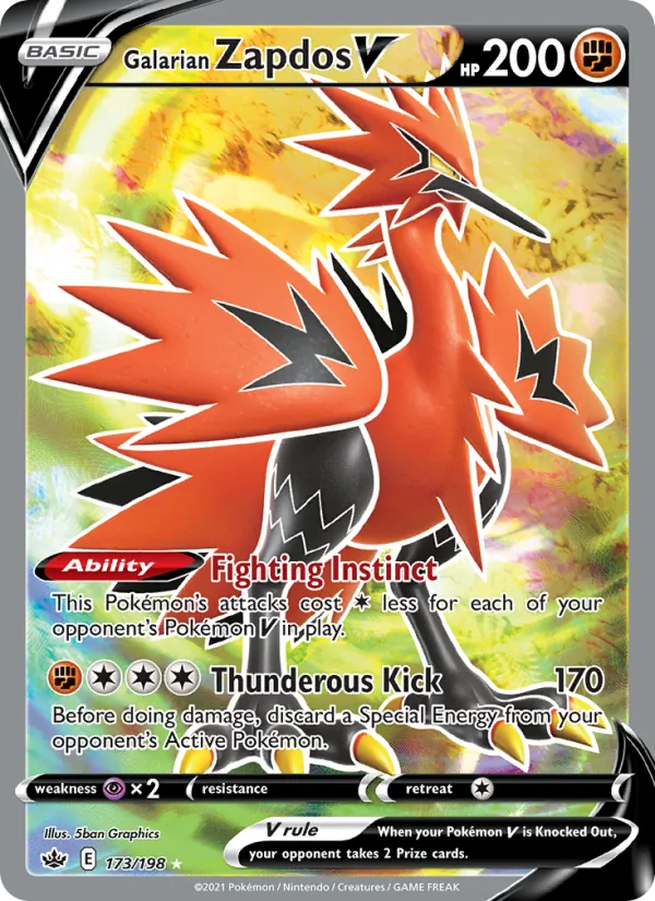Galarian Zapdos V (Full Art) — SWSH06: Chilling Reign #173/198