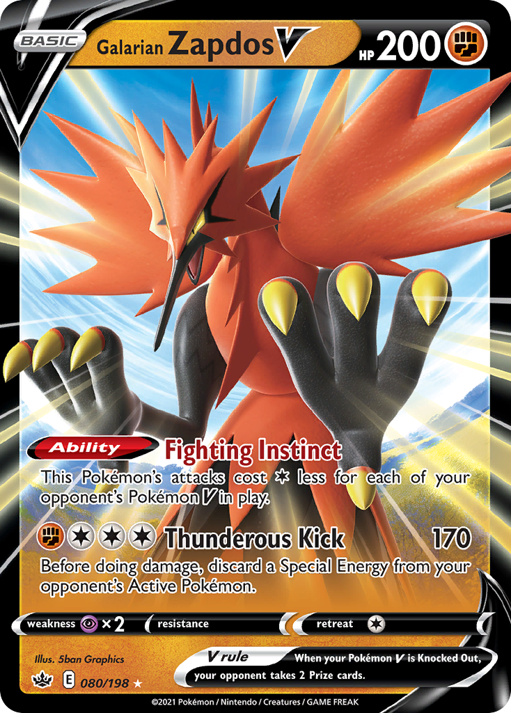 Galarian Zapdos V — Prize Pack Series Cards #080/198