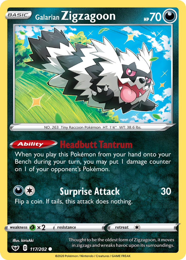 Galarian Zigzagoon — SWSH01: Sword & Shield Base Set #117/202