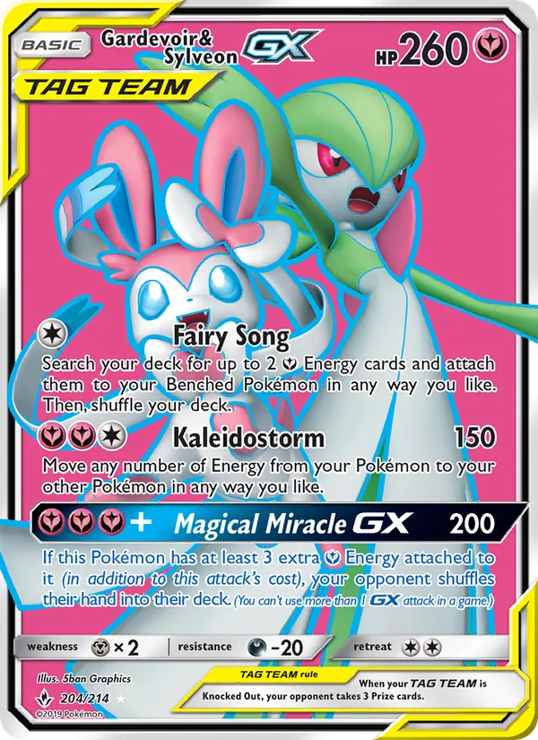 Gardevoir & Sylveon GX (204) (Full Art) — SM - Unbroken Bonds #204/214