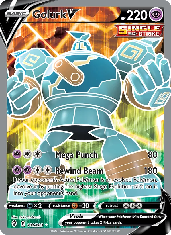 Golurk V (Full Art) — SWSH07: Evolving Skies #181/203