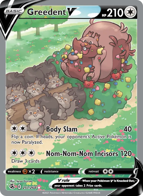 Greedent V (Alternate Full Art) — SWSH08: Fusion Strike #257/264