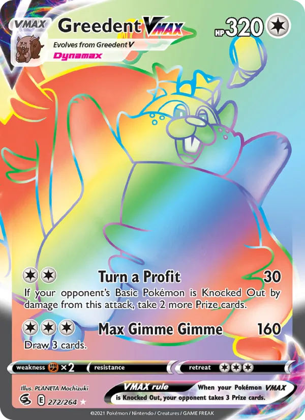 Greedent VMAX (Secret) — SWSH08: Fusion Strike #272/264