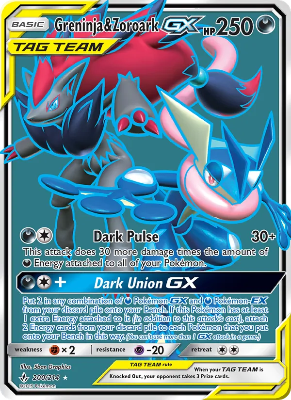 Greninja & Zoroark GX (200) (Full Art) — SM - Unbroken Bonds #200/214